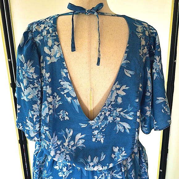 TORRID BLUE AND WHITE FLOWER CHAMBRAY MAXI DRESS OPEN BACK 2X - Picture 3 of 10